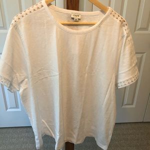 J Crew white top with cute details. New with tags